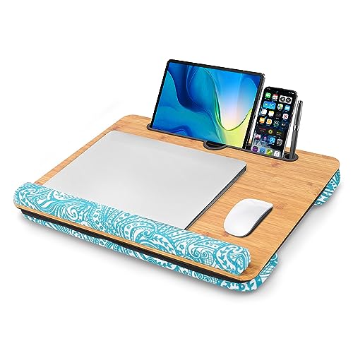 Lap Desk,Fits up to 15.6 inch Laptop Bed Table Computer with Soft Pillow and Storage Bag,Gaming Tray and Writing Tray on Bed for Home Office(2-Beige) - color: 2-beige