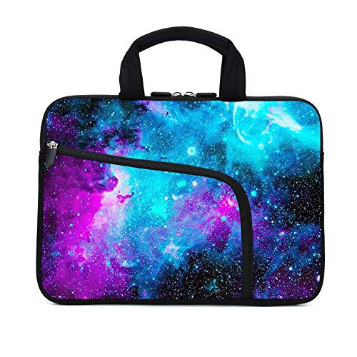 Laptop Sleeves 14 15 15.4 15.6 Chromebook Case Notebook Sleeve PC Messenger Bag Tablet Case Neoprene Handle Sleeve for Men Women, Two Pockets (Blue galaxys) - color: Blue galaxys