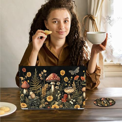 Laptop Skin Sticker Decal 15.6 Inch,12 13 13.3 14 15 15.6 in Laptop Netbook Skins for Notebook,Art Decal Removable Waterproof Scratch Resistant,Universal Vinyl Cover,Mushroom Forest - color: Mushroom Forest
