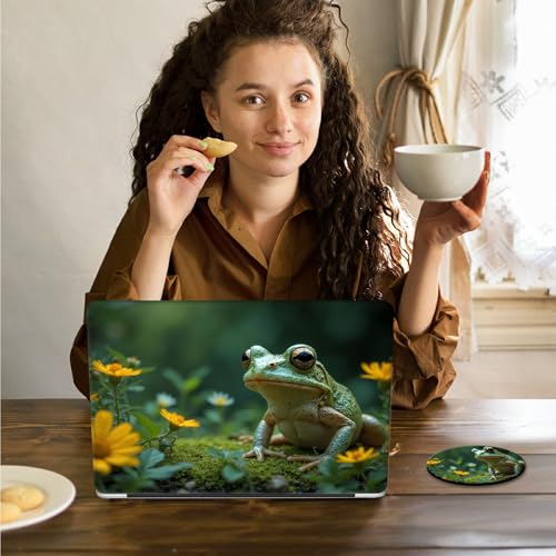 Laptop Skin Sticker Decal 15.6 Inch,12 13 13.3 14 15 15.6 in Laptop Netbook Skins for Notebook,Art Decal Removable Waterproof Scratch Resistant,Universal Vinyl Cover,Cute Frog Floral - color: Cute Frog Floral