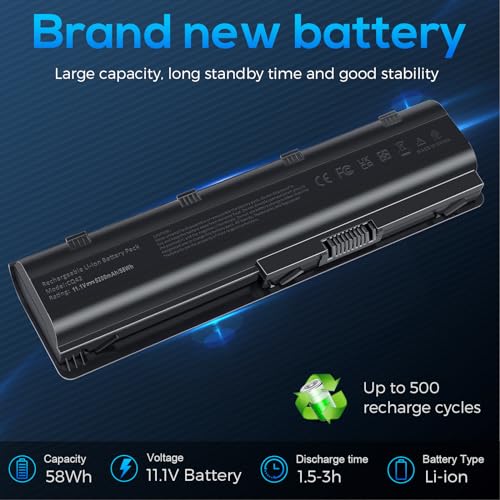 TREE.NB Replacement Battery for HP Spare 593553-001, fits HP MU06 MU09 Laptop Battery, Compaq Presario CQ32 CQ42 CQ43, Pavilion dm4 g4 g6 g7 DV3-4000 DV5-2000 DV6-3000 COMPAQ 435 436(5200mAh) - size: 6cell