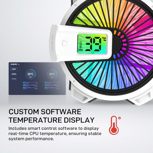ALSEYE W90 CPU Cooler, Temperature Displayed CPU Cooler for Small Size PC Case with Powerful 90mm ARGB Lighting Fan and 40mm High-Performance Heat Column Inside (W90 AMD Version) - style: W90 AMD version