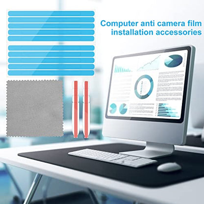 12pcs Privacy Adhesive Screen Tape Strips and 2pcs Plastic Slide Mount Tabs for Computer Monitors with Microfiber Cloth for Easily Installing Privacy Laptop Screen Protector - Replacement Kits - size: 7.09×2.95inch