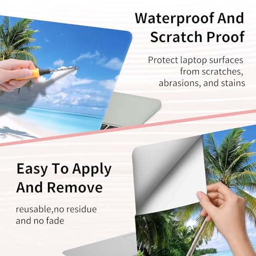 15.6 Inch Laptop Skin Sticker, Reusable Vinyl Cover Protector with 2 Wrist Pad Skins, Removable Waterproof Scratch-Resistant for 12-15.6 Inch Laptop Notebook,White Sandy Beach - color: White Sandy Beach