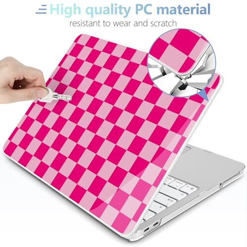MEEgoodo 4-in-1 Printed Case for MacBook Neo 13 inch 2026 Release Model A3404, Laptop Hard Shell Cases with Keyboard Skin & Screen Protector & Webcam Covers, Rose&Light Pink Checkerboard - color: Rose&Light Pink Checkerboard