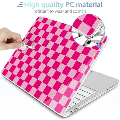 MEEgoodo 4-in-1 Printed Case for MacBook Neo 13 inch 2026 Release Model A3404, Laptop Hard Shell Cases with Keyboard Skin & Screen Protector & Webcam Covers, Rose&Light Pink Checkerboard - color: Rose&Light Pink Checkerboard
