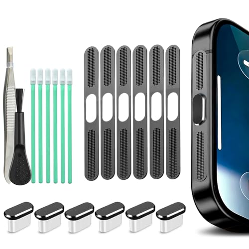 USB C Port Cover Dust Plug, 6 Pack Type C Charging Port Plug Cover with Speaker Dust Cover Phone Accessories for iPhone 17/17 Pro Port Protection Dust Cover (Black, for 17 and 17 Pro) - color: Black, size: for 17 and 17 Pro