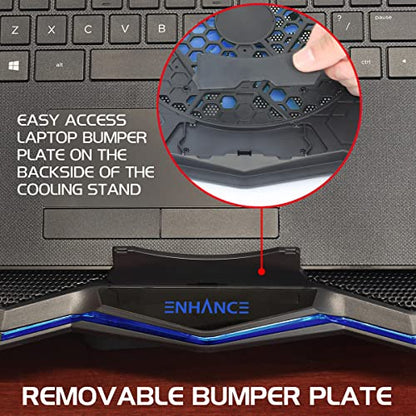ENHANCE Cryogen 5 Gaming Laptop Cooling Pad Stand - Laptop Cooler with 7 Adjustable Height Settings & Dual USB Ports up to 17 inches - 1 Ultra Quiet High Performance LED Fan 800 RPM - Blue - color: Blue