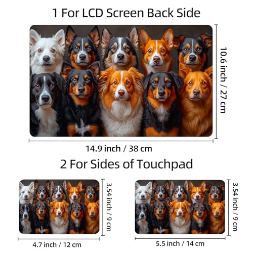 Universal Laptop Skin Sticker Decal, 12"-15.6" Aesthetic Vinyl Wrap, Group Dogs Collage Waterproof Notebook Cover Art Protector for MacBook HP Dell Lenovo, Fits 13" 14" 15" 15.6" - color: Group Dogs Collage