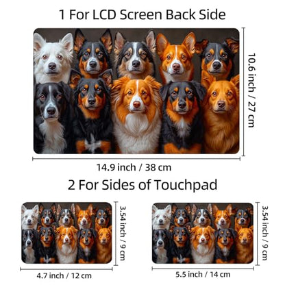 Universal Laptop Skin Sticker Decal, 12"-15.6" Aesthetic Vinyl Wrap, Group Dogs Collage Waterproof Notebook Cover Art Protector for MacBook HP Dell Lenovo, Fits 13" 14" 15" 15.6" - color: Group Dogs Collage