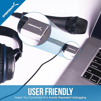 Sabrent Aluminum USB External Stereo Sound Adapter for Windows and Mac. Plug and Play No Drivers Needed. [Silver] (AU-EMAC)