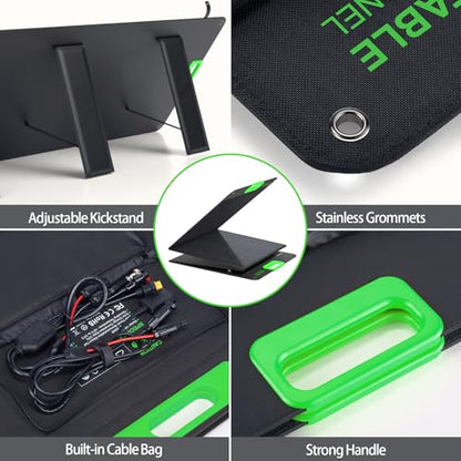 1000W Portable Power Station & 200W Foldable Solar Panel Generator Kit | Pure sine wave AC, PD 60W USB-C, wireless charge, SOS light, triple charging for camping RV blackout backup - color: Dark Green
