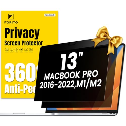 F FORITO 2-Pack 360° Privacy Screen Compatible with MacBook Pro 13 inch (2016, 2017, 2018, 2019, 2020, 2021, 2022, M1, M2), Eye Protection Anti Glare Anti Blue Light Computer Privacy Screen Shield - size: for MacBook Pro 13" (2016-2022, M1, M2)