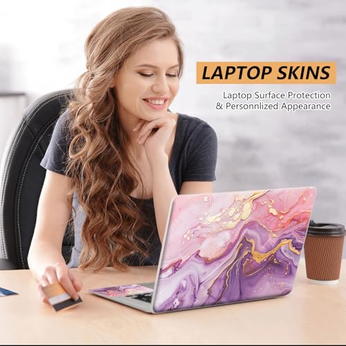 Laptop Skin Sticker for 12.1”-15.6“ Laptops (Fits 13”, 13.3”, 14”, 15”, 15.4”) | Protective Universal Reusable Vinyl Art Decal Cover | Waterproof & Scratch-Resistant-Pink Purple Marble - color: pink purple Marble