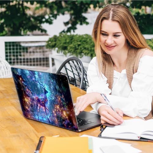 Laptop Skin Sticker Decal, Universal Reusable Vinyl Laptop Cover for 12" 13" 13.3" 14" 15" 15.4" 15.6" Notebook PC, Waterproof Scratch-Resistant with 2 Wrist Pads, Easy to Apply & Remove,Art Deer - color: Art Deer