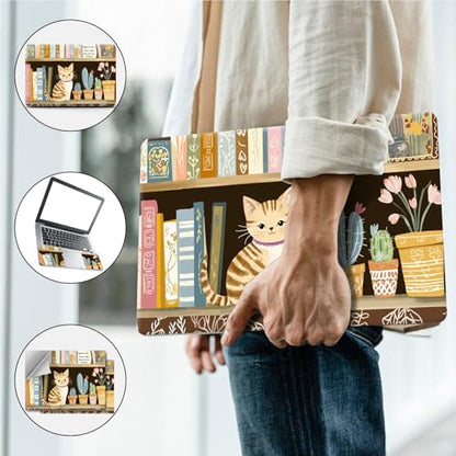 Universal Laptop Skin, DIY Cut-to-Fit Vinyl Cover Compatible with HP, Dell, Lenovo, Mac (13.3" to 15.6"), Anti-Scratch, No Residue & Bubble-Free Protective Decal Sticker, Cute Cat Bookshelf - color: Cute Cat Bookshelf