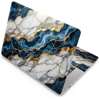 Universal Laptop Skin, DIY Cut-to-Fit Vinyl Cover Compatible with HP, Dell, Lenovo, Mac (13.3" to 15.6"), Anti-Scratch, No Residue & Bubble-Free Protective Decal Sticker, Blue Gold Marble - color: Blue Gold Marble