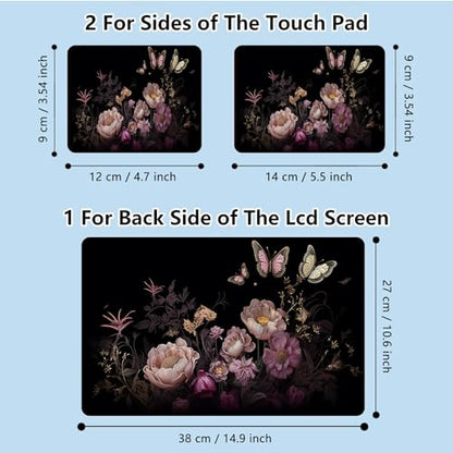 Universal Laptop Skin Sticker with 2 Wrist Pad Skins, Waterproof Scratch Resistant Vinyl Laptop Cover Decal, Cut to Fit for 11–15.6 Inch MacBook HP Dell Lenovo, Garden Flowers Butterflies - color: Garden Flowers Butterflies
