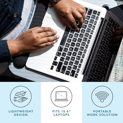 LAPGEAR Memory Foam Lap Desk with Wrist Rest and Media Slot - Medium - Silver Carbon - Fits up to 15.6 Inch Laptops and Most Tablet Devices - Style No. 91335 - color: Silver Carbon