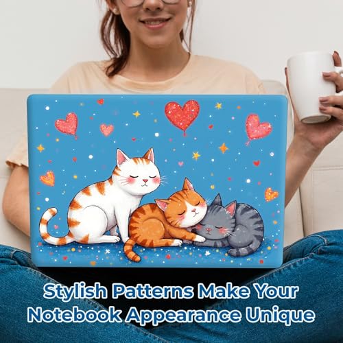 Reusable Universal Laptop Skin Sticker, Cut to Fit for 11.6–15.6 Inch Laptops, Waterproof Protective Film, No-Residue - Cute Cats in Love - color: Cute Cats in Love