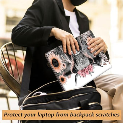Laptop Skin Sticker for 12.1”-15.6“ Laptops (Fits 13”, 13.3”, 14”, 15”, 15.4”) | Protective Universal Reusable Vinyl Art Decal Cover | Waterproof & Scratch-Resistant-Highland Cow Floral - color: Highland Cow Floral
