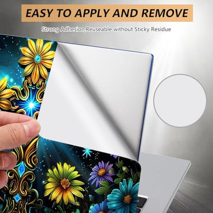Laptop Skin Sticker for 12.1”-15.6“ Laptops (Fits 13”, 13.3”, 14”, 15”, 15.4”) | Protective Universal Reusable Vinyl Art Decal Cover | Waterproof & Scratch-Resistant-Floral Cross - color: Floral Cross