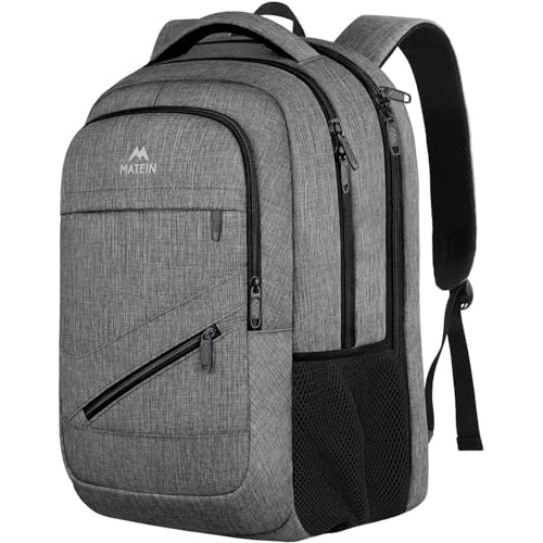 MATEIN Travel Laptop Backpack, 17 Inch TSA Approved Carry On Work Bag | College School Bookbag with Trolley Sleeve, Large Business Computer Bag with Anti Theft Pocket, Grey Rucksack for Men Women - color: Grey, size: 17 Inch