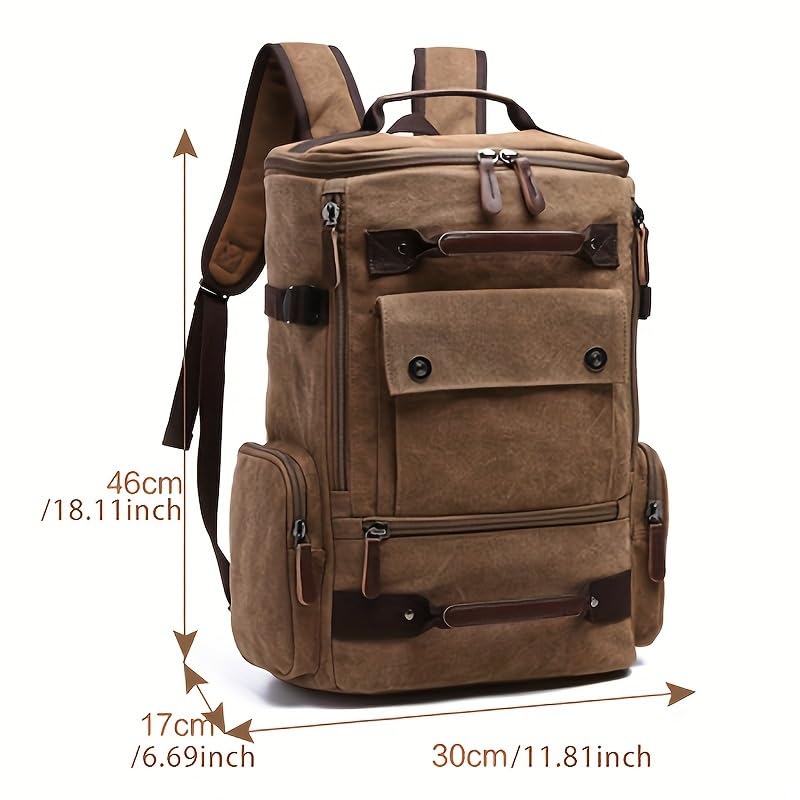 Laptop Backpack for Men 15.6-inch Travel - Satchel Purse Computer Case Laptop Bag Large Capacity Haking Weekender Fashion Canvas Khaki - color: Khaki-501