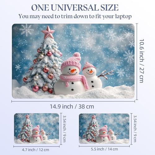 Universal Laptop Skin Sticker Decal,15.6 Inch Laptop Vinyl Cover for 13" 14" 15.6" Laptop,Scratch-Resistant Waterproof Protector Wrap,Reusable with Wrist Pads,Cozy Winter Snowman Scene - color: Cozy Winter Snowman Scene