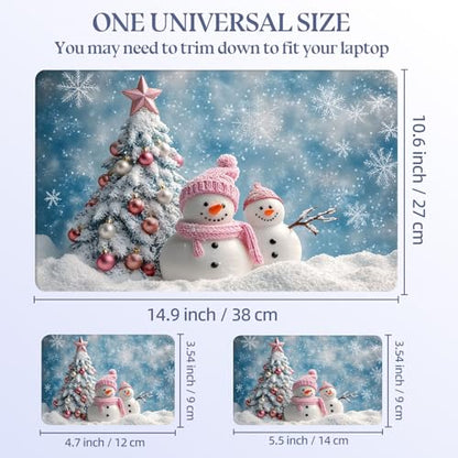 Universal Laptop Skin Sticker Decal,15.6 Inch Laptop Vinyl Cover for 13" 14" 15.6" Laptop,Scratch-Resistant Waterproof Protector Wrap,Reusable with Wrist Pads,Cozy Winter Snowman Scene - color: Cozy Winter Snowman Scene