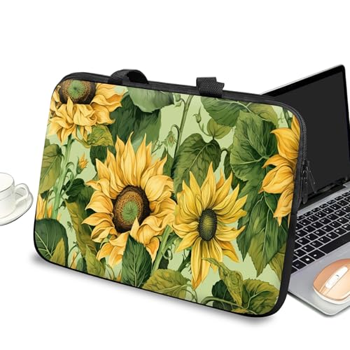 Universal Laptop Case Sleeve 10 inch with Handle and Zipper, Kids Tablet Carrying Case Messenger Bag Portable Tote Bag for 7-10 inch iPad/Notebook/eBook/Readers, Sunny Sunflower - color: Sunny Sunflower, size: 10 inch