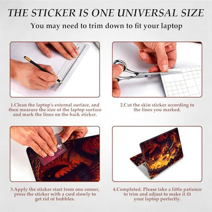 DEGDFSGR 12.1-15.6 Inch Universal Reusable Laptop Skin Sticker Decal, Waterproof Removable Protector for Notebook Cover, Scratch-Resistant Vinyl Cuttable Full Wrap Sticker, Fire Dragon Lava Cave - color: Fire Dragon Lava Cave