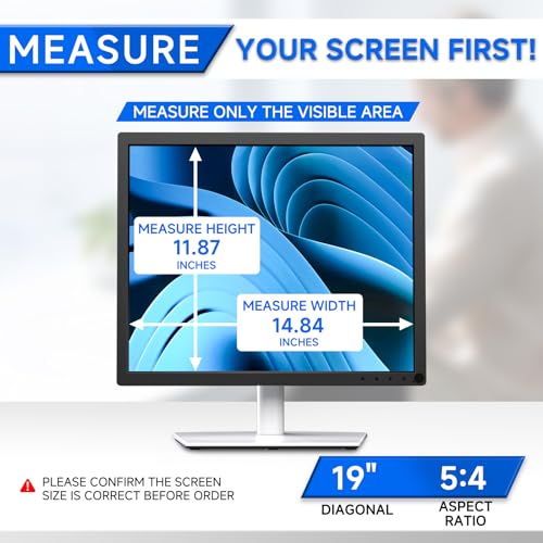 [2-Pack] Privacy Screen For Computer Monitor, 19-Inch 5:4 Aspect Ratio; Anti Spy/Bule Light/Glare And Eye Protection, 2 Install Ways Removable For Office, Airport, Cafe And Other Public Area; Diagonal 19 Inches, Width 14.84 Inches, Height 11.87 Inches - c