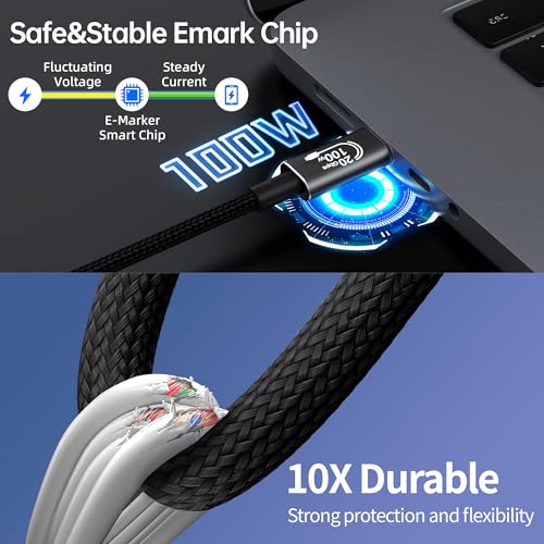 Extra Long USB c Cable 16.4FT, 20Gbps Data Transfer,100W USB C 3.2 Gen 2 Cable, 4K@60Hz Video and Audio Output Cord, 20V/5A USB C to C Male Cable, USB c to USB c Long Video - size: 16.4 ft