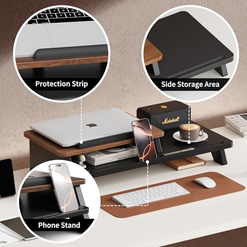 AFOOYO Adjustable Laptop Stand 2-Tier Riser Holder,Ventilated Cooling Ergonomic Computer Desk Organizer Accessories for 10-15.6" Notebook,Desktop Storage Compatible with MacBook,Dell,HP,Lenovo - size: Long