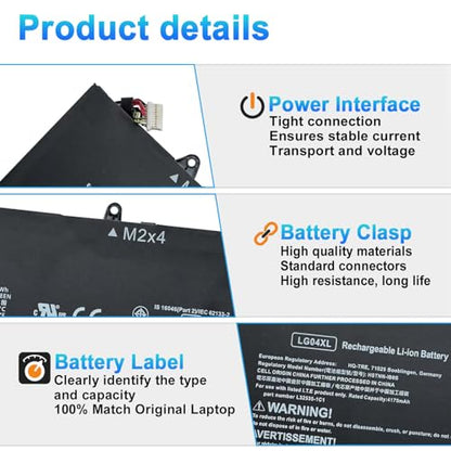 LG04XL L32654-005 Laptop Battery Replacement for for HP Pavilion 15-CS0000 15-CS1000 15-cs2000 15-cs3000 15t-cs000 15t-cs100 15t-cs200 Series L32535-141 L32535-1C1 LG04068XL 68Wh - size: 10.87*3.96*0.22inch LG04XL