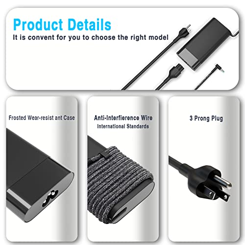 WZXHU 200W Laptop Charger Compatible with HP Pavilion Gaming 15 16 17 15t 17t ZBook Fury Create Studio 15 17 G3 G4 G5 G6 G7 G8 Envy 15 2020 TPN-DA10 L00818-850 Power Supply Cord AC Adapter - color: Platinum Carbon Black