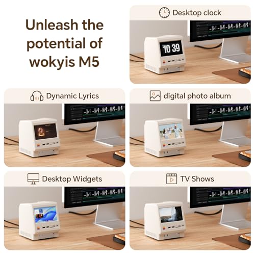 M5 Retro Dock Station for Mac mini M4, 5’inch HD Display, 10Gbps M.2 NVMe SSD Enclosure, SD/Micro SD Reader 4.0, 4*USB-A 1*USB-C 10Gbps, 3.5mm Earphone Jack, - style: 10Gbps
