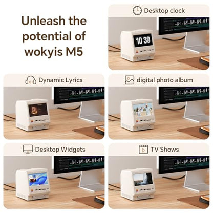 M5 Retro Dock Station for Mac mini M4, 5’inch HD Display, 10Gbps M.2 NVMe SSD Enclosure, SD/Micro SD Reader 4.0, 4*USB-A 1*USB-C 10Gbps, 3.5mm Earphone Jack, - style: 10Gbps