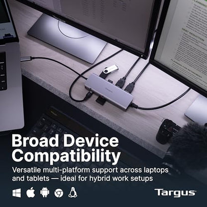 Targus Dual Video Mobile Dock with 140W EPR Power Pass-Through, Dual HDMI 4K@60Hz, USB-C & USB-A 10Gbps, SD/microSD Reader, Gigabit Ethernet, EcoSmart Design DOCK403GL