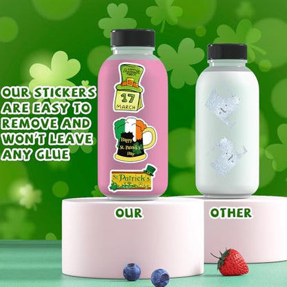 XZENTIRA 105 PCS St Patricks Day Stickers, Vinyl Waterproof Shamrock Stickers Irish Day Decals, St Patricks Day Decorations Party Supplies, Spring Stickers for Water Bottle Laptop Gift Crafts Windows - style: St. Patricks Day