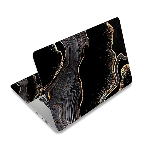 Skin Sticker Decal for 12 13" 13.3" 14" 15" 15.4" 15.6 inch Laptop Notebook | Vinyl Skin Sticker Cover Art Protector PC (2 Wrist Pad Skins Included), Decorative Waterproof, Black Golden Marble - color: Black Golden Marble