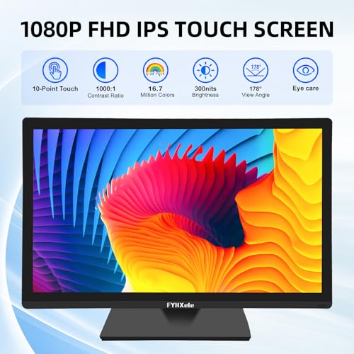 FYHXele 22 Inch Touchscreen Monitor, IPS FHD 1080P Touch PC Display, 75Hz, LED Backlit Multi-Touch Monitor, VESA, HDMI & VGA & USB Computer Touch Screen for Gaming, Business, Warehouse, Bar, Gym - color: Black-22"