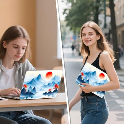Universal Laptop Skin Sticker Decal, 12"-15.6" Aesthetic Vinyl Wrap, Japanese Mountain Sunset Waterproof Notebook Cover Art Protector for MacBook HP Dell Lenovo, Fits 13" 14" 15" 15.6" - color: Japanese Mountain Sunset