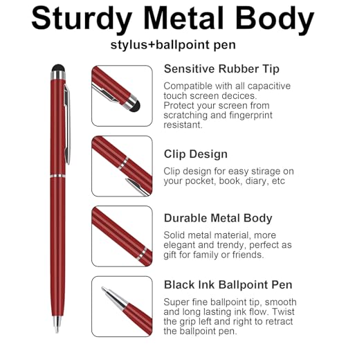 5-Pack Dual-Function Stylus Pens for Touch Screens & Writing - Compatible with iPad, iPhone, - color: Mixed