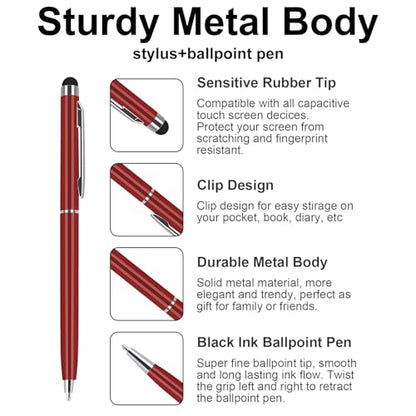 5-Pack Dual-Function Stylus Pens for Touch Screens & Writing - Compatible with iPad, iPhone, - color: Mixed