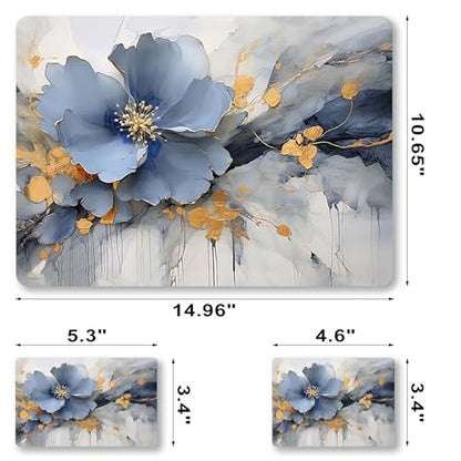 Laptop Skin Sticker Decal Cover for 11.6”12" 13" 13.3" 14" 15" 15.4" 15.6" | Laptop Netbook Skin Sticker Cover Art Notebook Protector (2 Wrist Pad Included), Easy to Apply Removable, Blue Silver Flower - color: Blue Silver Flower