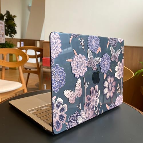 Teryeefi for MacBook Air 13 inch Case 2021 2020 2019 2018 Release (Model A2337 A2179 A1932 Retina Display with Touch ID), Plastic Hard Shell Case & Keyboard Cover for MacBook Air 13 M1, Gold Flowers - color: Gold Flowers