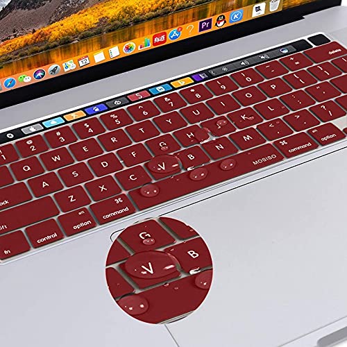 MOSISO Keyboard Cover Compatible with MacBook Pro 13 inch M2 M1 | 2023-2020 A2338 A2289 A2251&Compatible with MacBook Pro 16 2020 2019 A2141 Touch ID, Protective Silicone Skin, Marsala Red - color: Marsala Red
