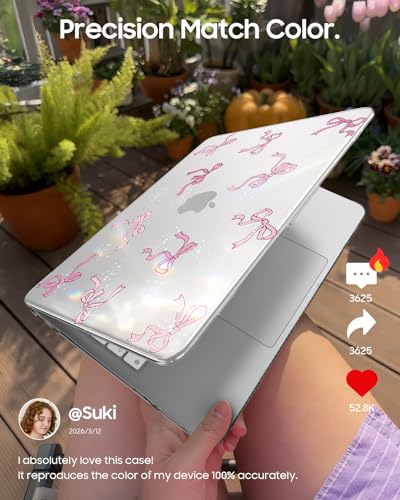 Fintie Case for MacBook Neo 13 Inch with Keyboard Skin & Screen Protector | 2026 A3404, Snap-On Design, Slim Fit, Hard Shell Cover, Crystal Bow - color: Crystal Bow